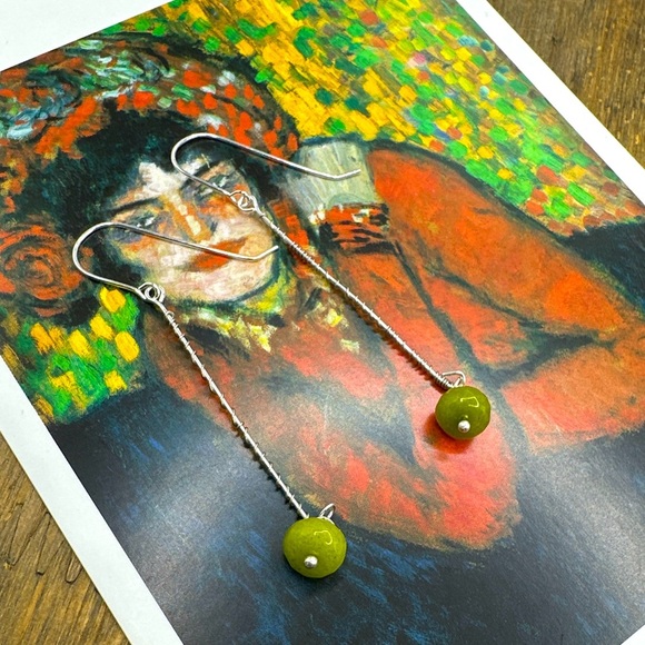 Alquimia Silver and Green Earrings - Picture 1 of 2